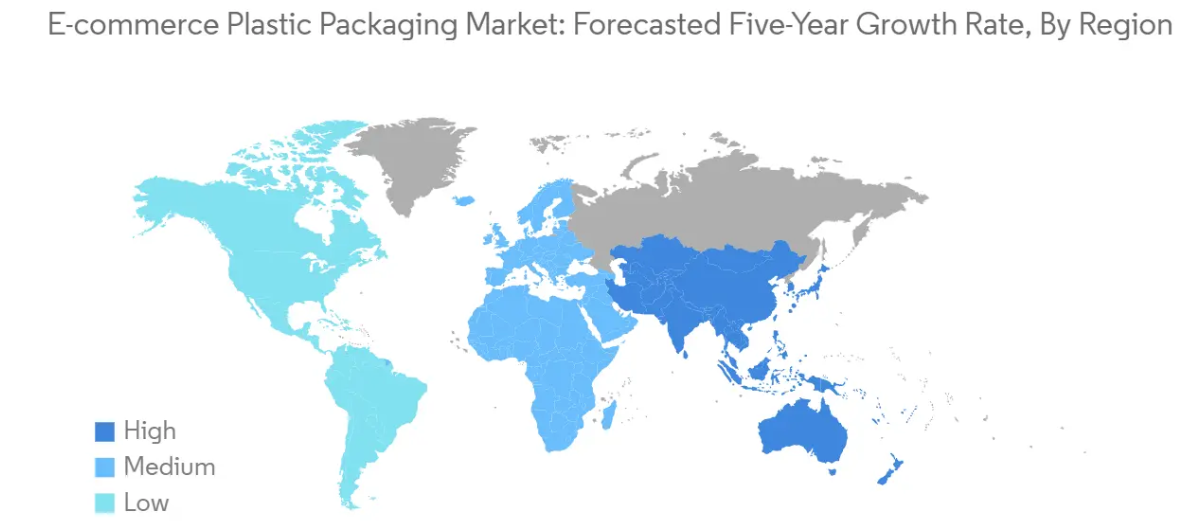 Market Analysis of E-commerce Plastic Packaging Market: Forecasted Growth Rate by Region